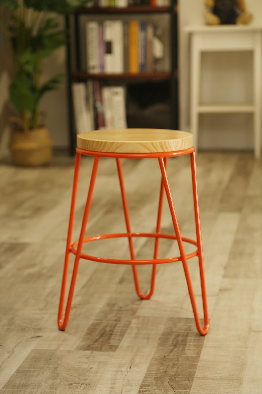 工业风_实心细铁造型高凳/餐椅/商业空间 - 其他家具 - 其他金属 橘色