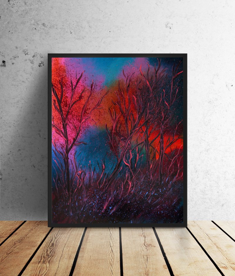 抽象雾森林艺术 - 墙贴/壁贴 - 棉．麻 蓝色