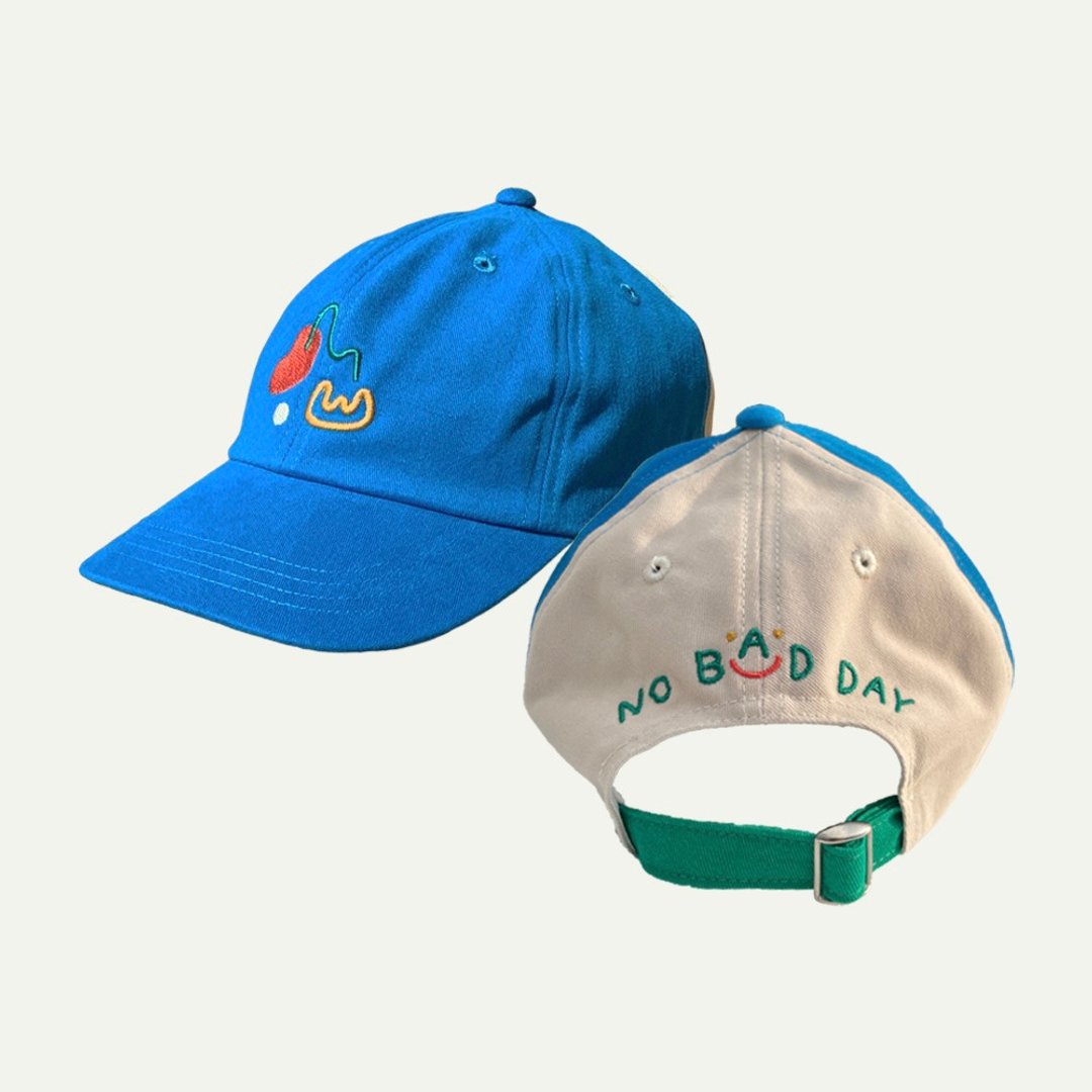 Baseball Cap embroidered Cotton Blue Beige color - 帽子 - 棉．麻 蓝色