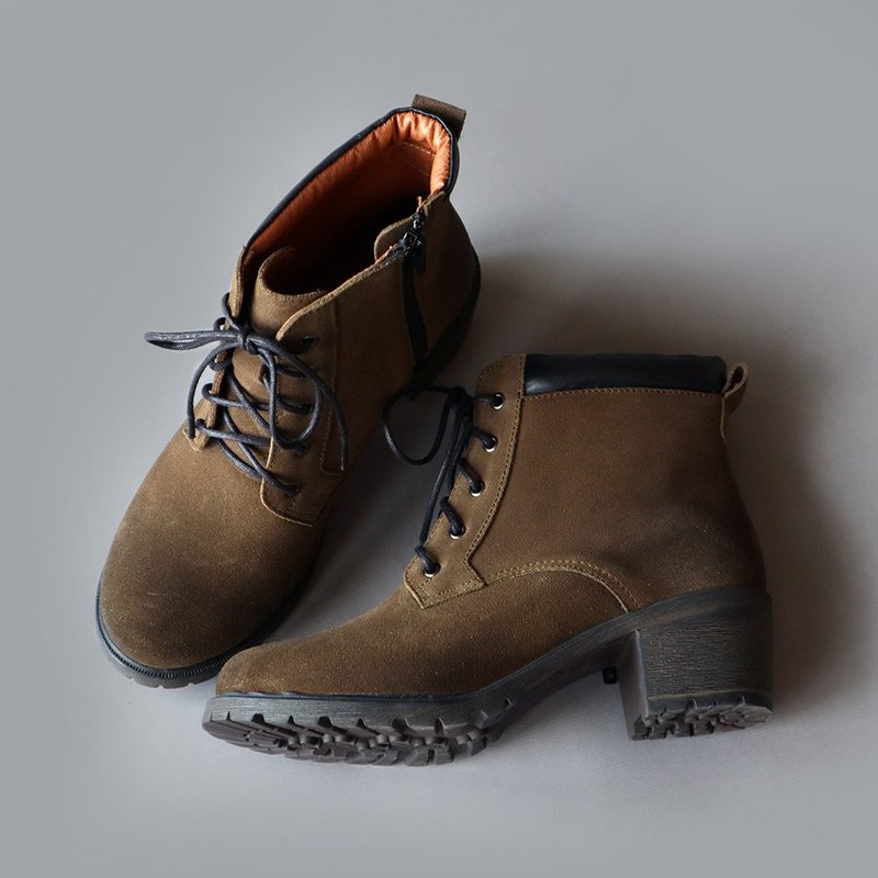 【雨后初晴】显瘦防水靴-军绿| 晴雨两穿 | 短靴.雨靴.真皮.台湾 - 女款短靴 - 真皮 绿色