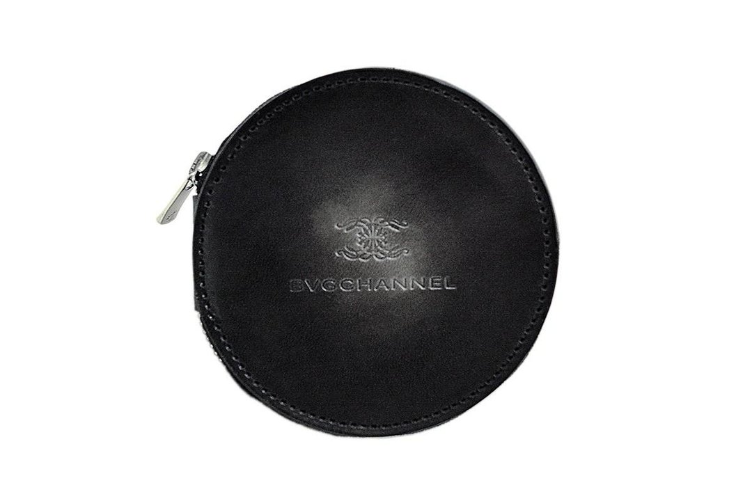 Achromo Black Circle Coin Case - 零钱包 - 真皮 黑色