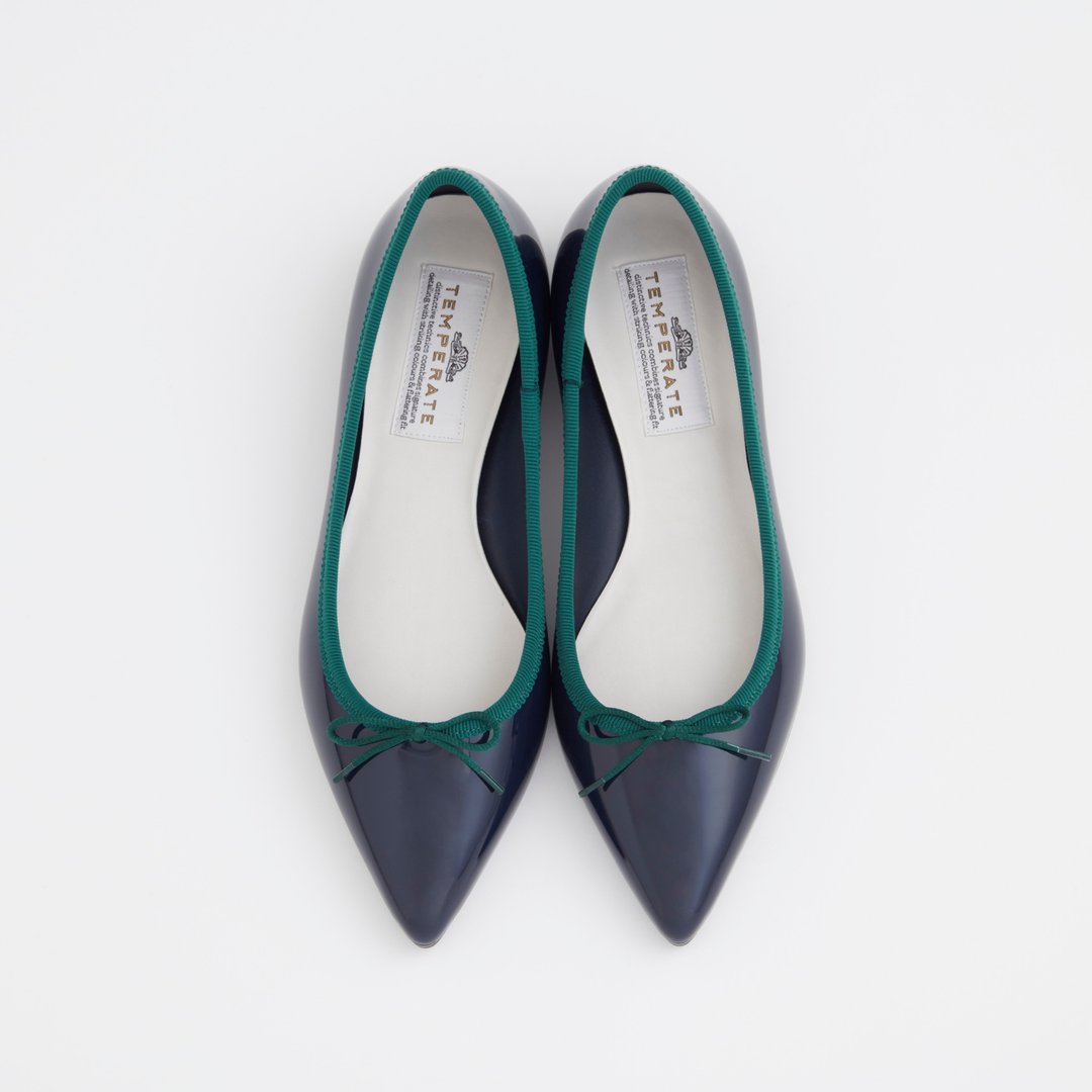 IRMA (NAVY) PVC POINTED TOE FLATS SHOES pointed toe ballet shoes - 雨鞋/雨靴 - 防水材质 蓝色