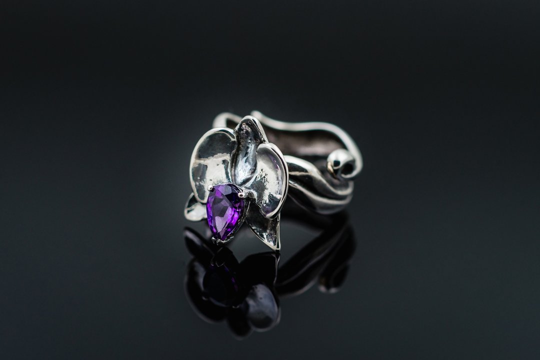 - 兰 - 戒指 Ring - 戒指 - 纯银 紫色