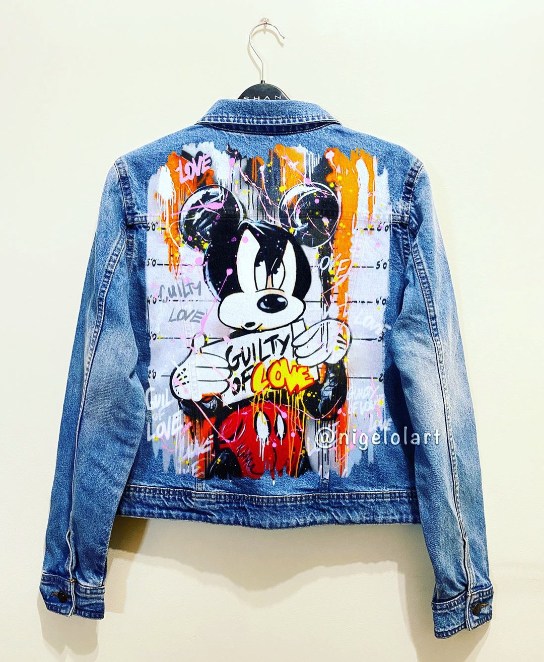 Painted Denim Jacket Handmade Custom Personalized gift Disney Mickey Mouse Gift - 女装休闲/机能外套 - 棉 多色