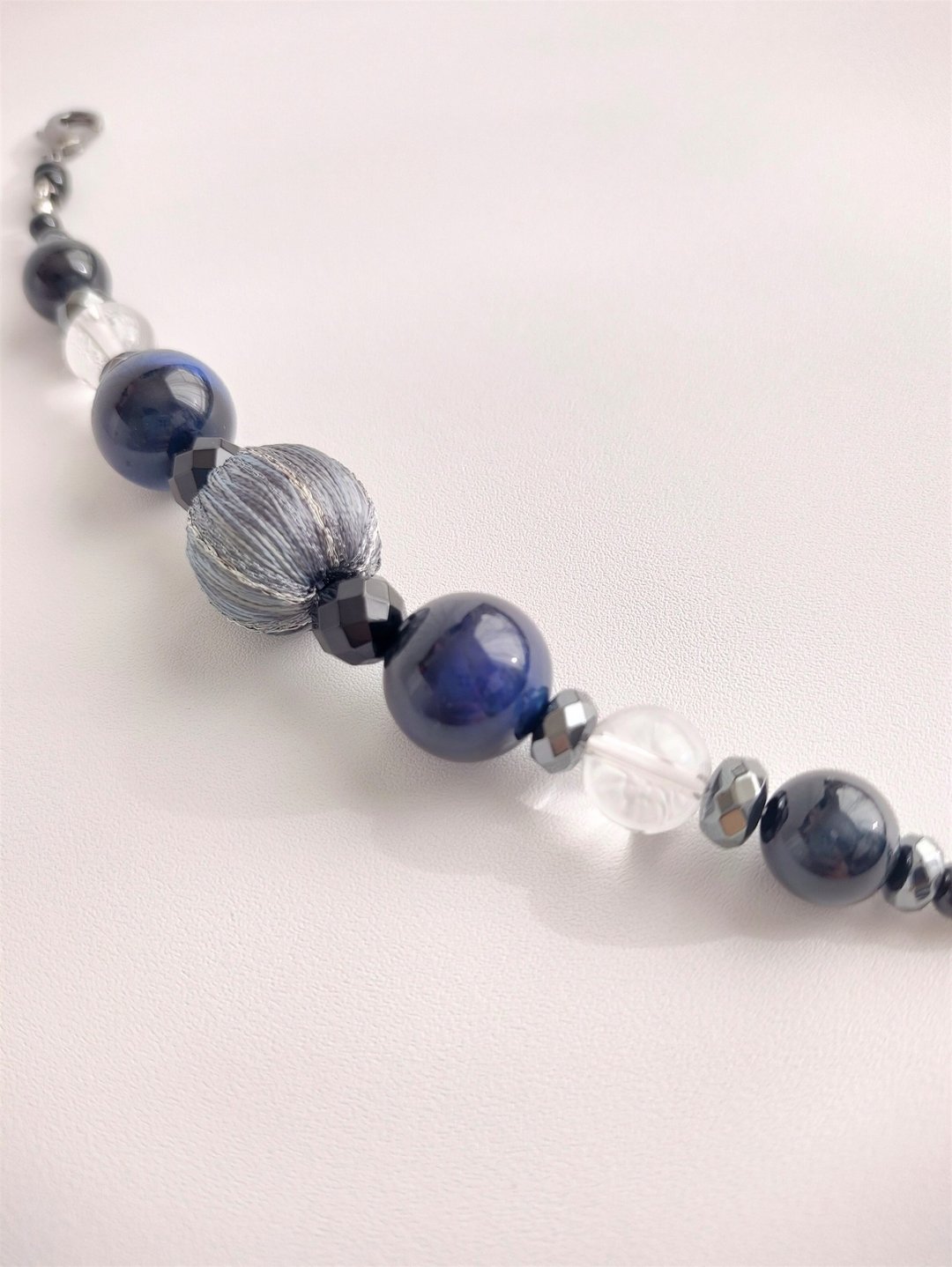 Natural stone magnetic haori string #07 / Kimono accessory / Blue / Crystal Haori string - 其他 - 宝石 多色