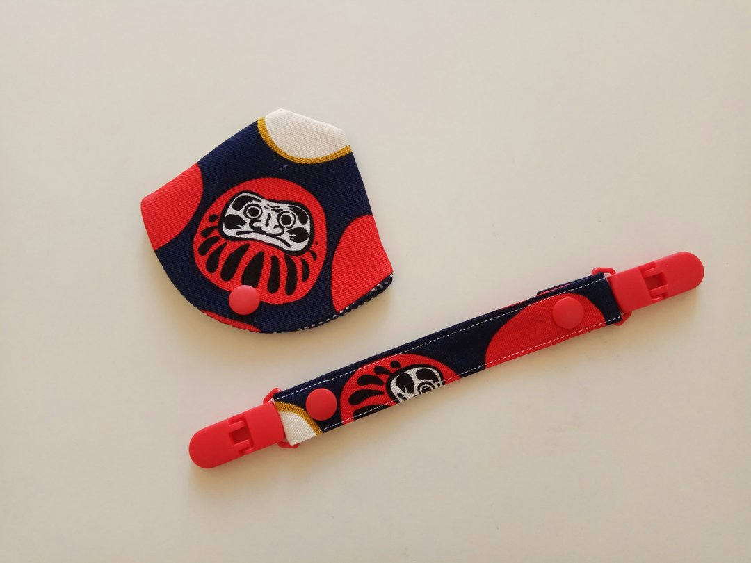 达摩 福神 二合一奶嘴夹  奶嘴防尘袋+奶嘴夹  双头夹 - 满月礼盒 - 棉 多色