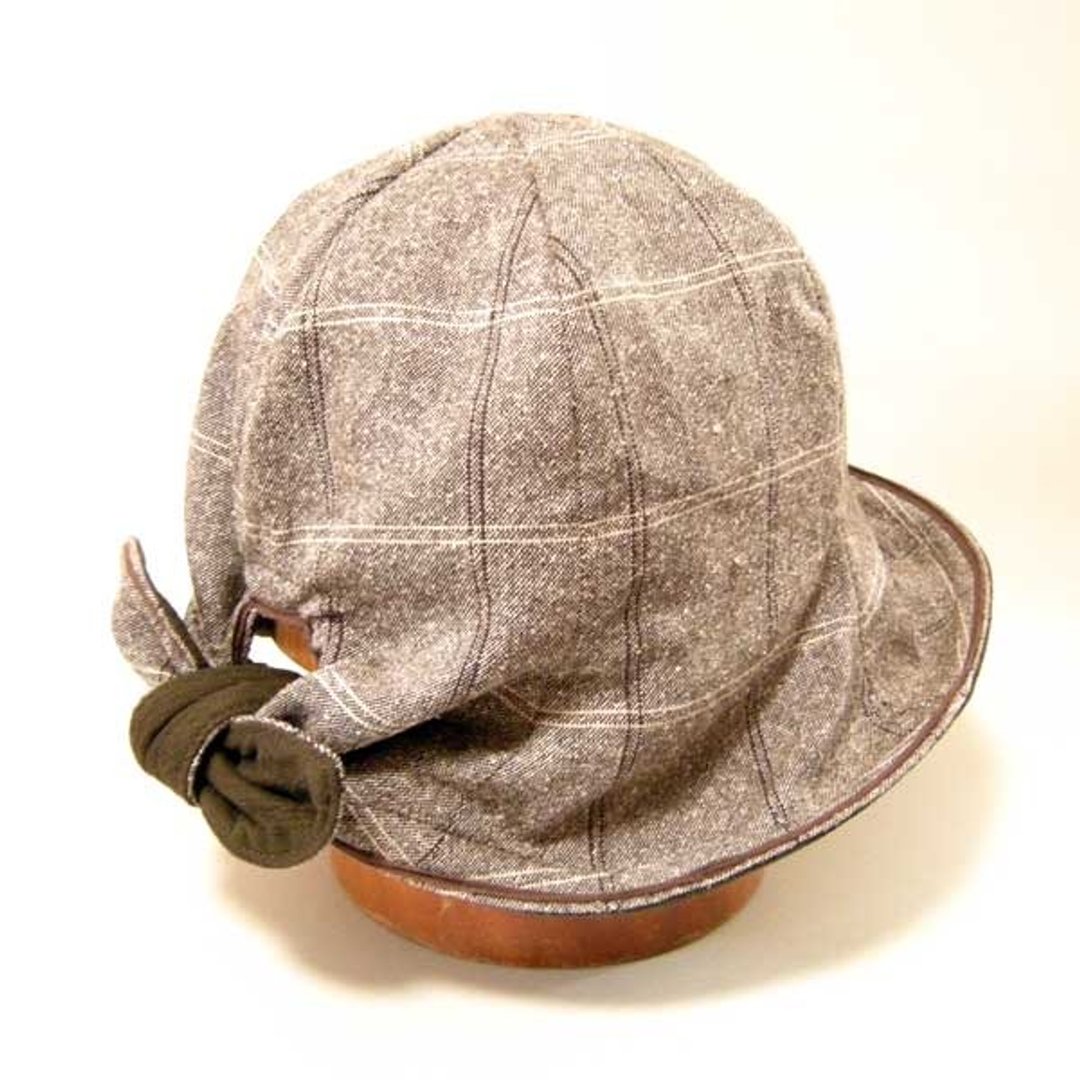 Tied ribbon point. reversible. Moreover, size adjustable ribbon Tulips - Brown [PS0665-Brown] - 帽子 - 棉．麻 咖啡色