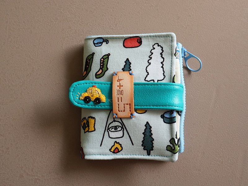 【fabric wallet】黄色小车 布短夹/中短夹 - 皮夹/钱包 - 棉．麻 粉红色