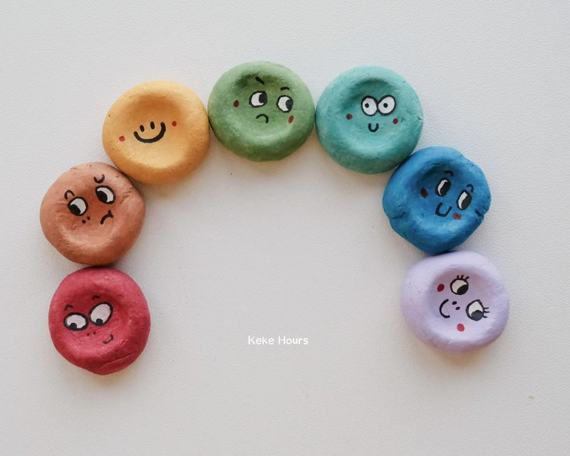 可可森林 搞怪表情圆脸彩色粘土冰箱贴 - 冰箱贴/磁贴 - 粘土 多色