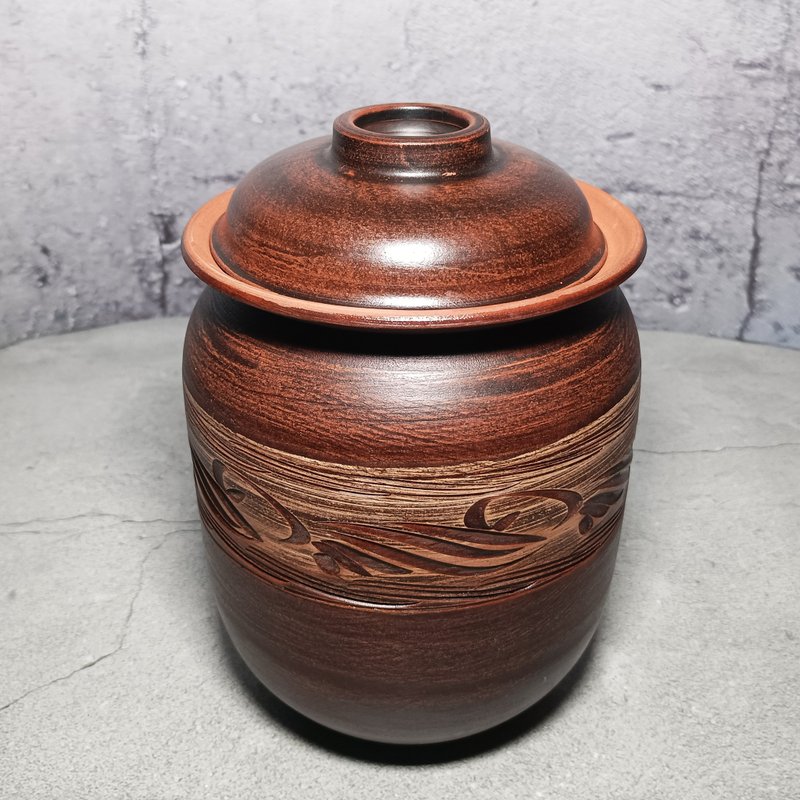 陶器大砂锅手工锅 带盖和颜色图案 - 锅具/烤盘 - 粘土 