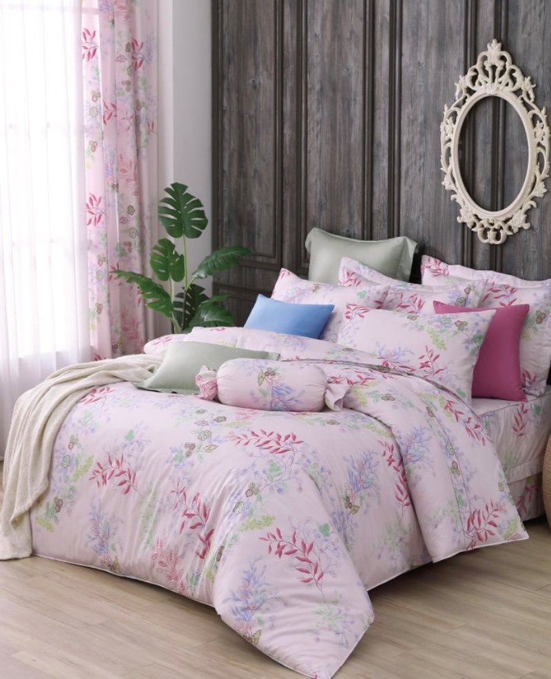 【R897 浪漫纯真】100% 40支精梳棉 七件式全套组 - 寝具 - 棉．麻 粉红色