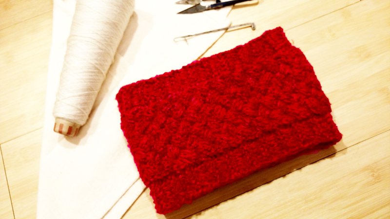 Lan 手作针织发带(花纱 红) - 发带/发箍 - 其他材质 红色