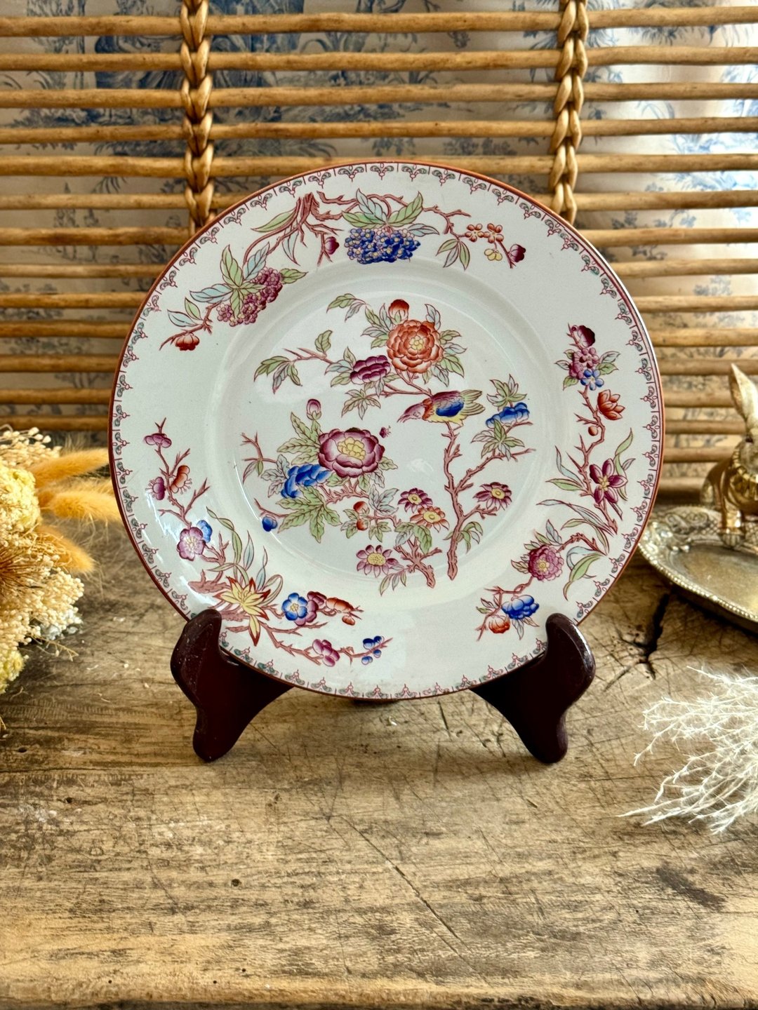 40248-极稀法国古董Sarreguemines MINTON手绘餐盘22cm - 盘子/餐盘/盘架 - 瓷 