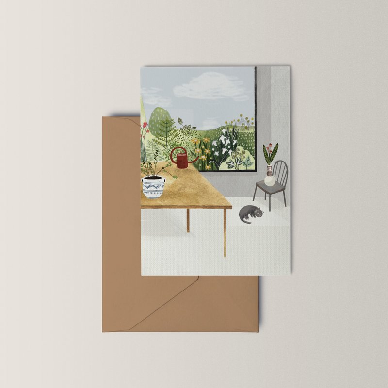by the window a6 postcard - 卡片/明信片 - 纸 