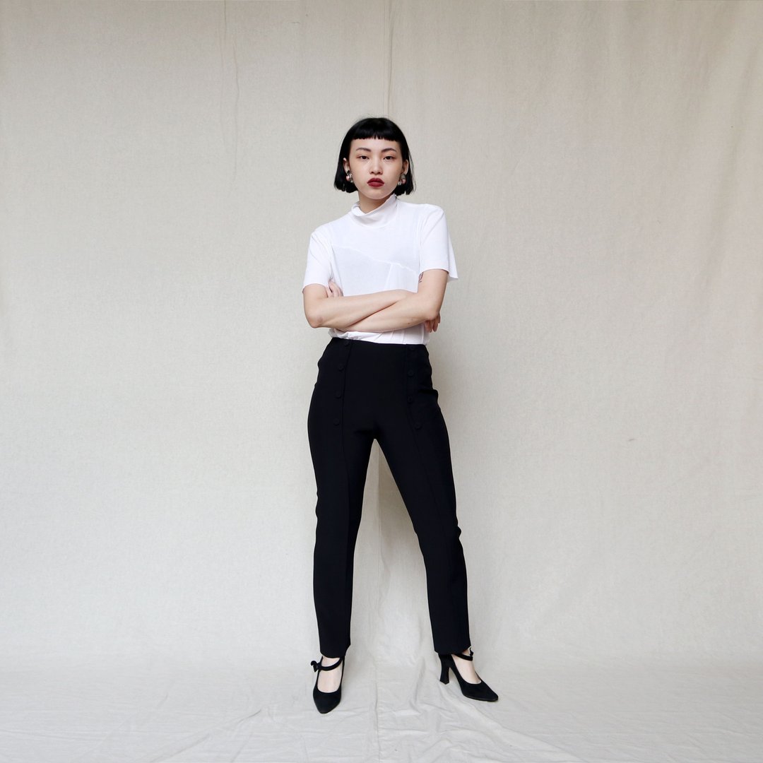 南瓜Vintage。古着 意大利制 Alexander McQueen 扣饰 休闲裤 - 女装长裤 - 其他金属 黑色