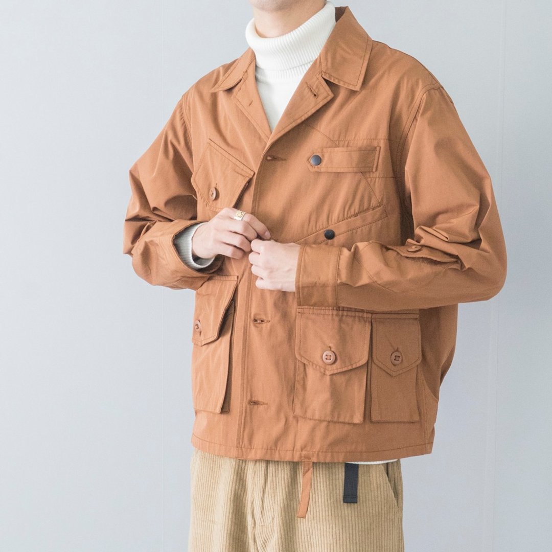 出游必备 户外机能防水 日系搭配口袋风衣夹克外套fishing jacket - 女装西装外套/风衣 - 棉 咖啡色