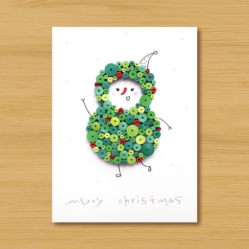( 2款供选择 ) 手工卷纸卡片 _ 可爱魔幻点点圣诞 - 雪人、圣诞树 - 卡片/明信片 - 纸 绿色