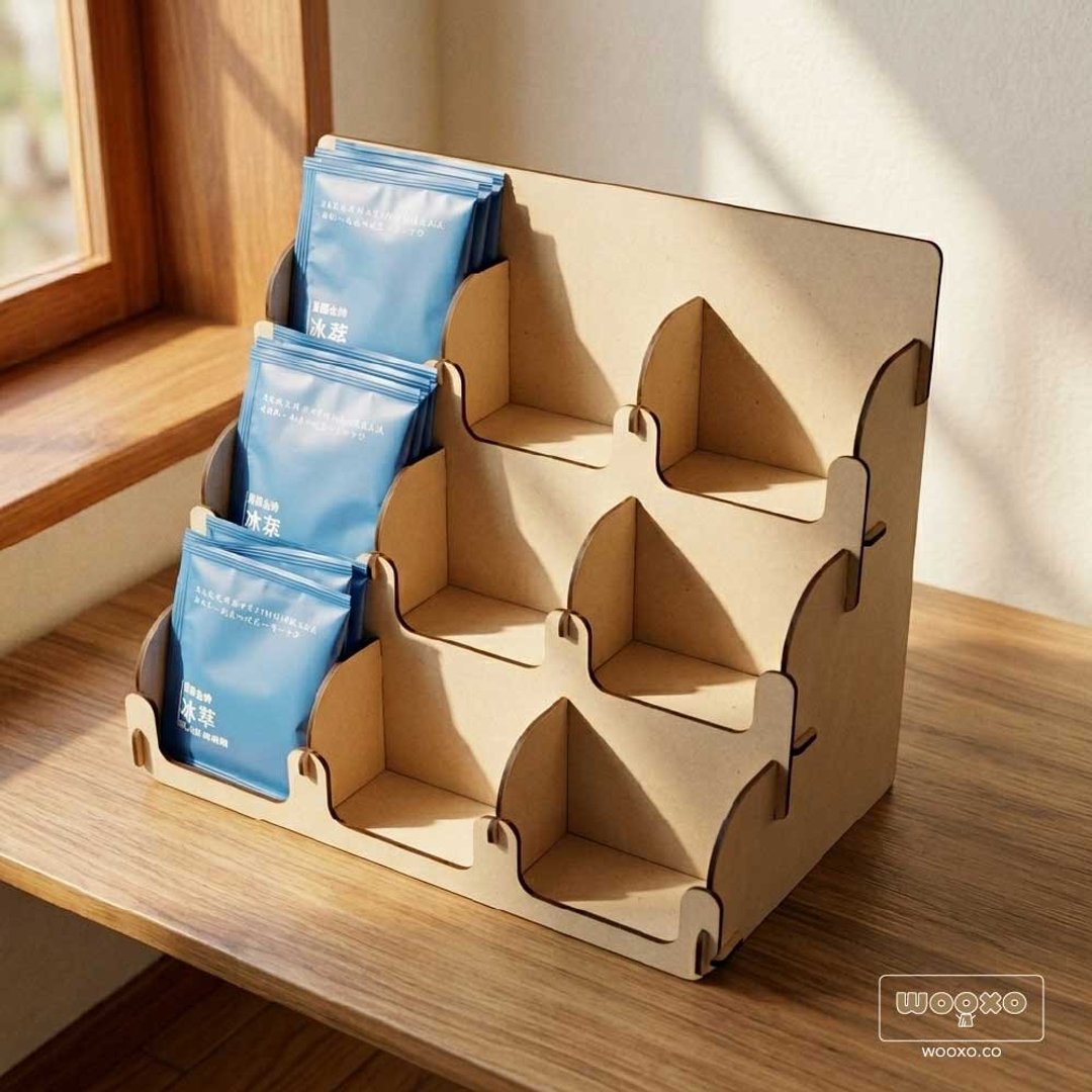 WOOXO 咖啡 滤挂包 挂耳包 展示架 陈列架 3x3 定制 DIY 快速拆装 - 收纳用品 - 木头 卡其色