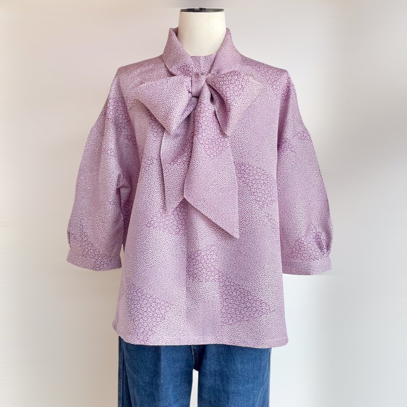 Pinkoi 代购服务 - 2way 高领上衣【含运】和服改造 附领带 紫色 - 女装上衣 - 棉．麻 紫色