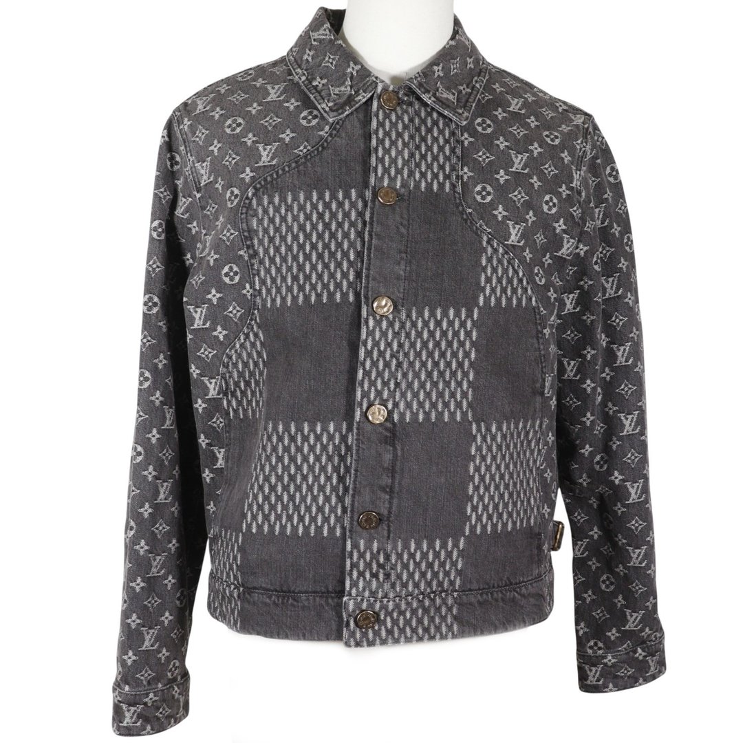 【日本直寄】LOUIS VUITTON Giant Damier Waves Monogram 牛仔外套 NIGO 联名 HJA11WUZC 棉 灰色【二手】 - 男装外套 - 棉 灰色