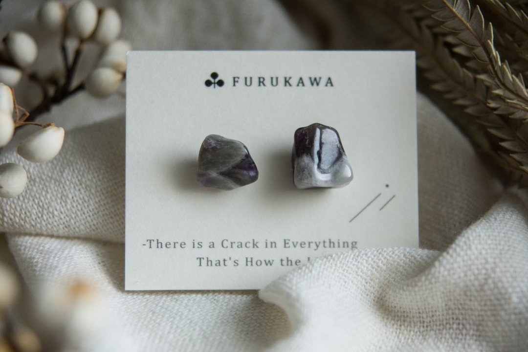 CRACK | 矿物系耳环 |  EARRINGS - 耳环/耳夹 - 玉石 紫色