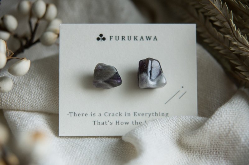 CRACK | 矿物系耳环 |  EARRINGS - 耳环/耳夹 - 玉石 紫色