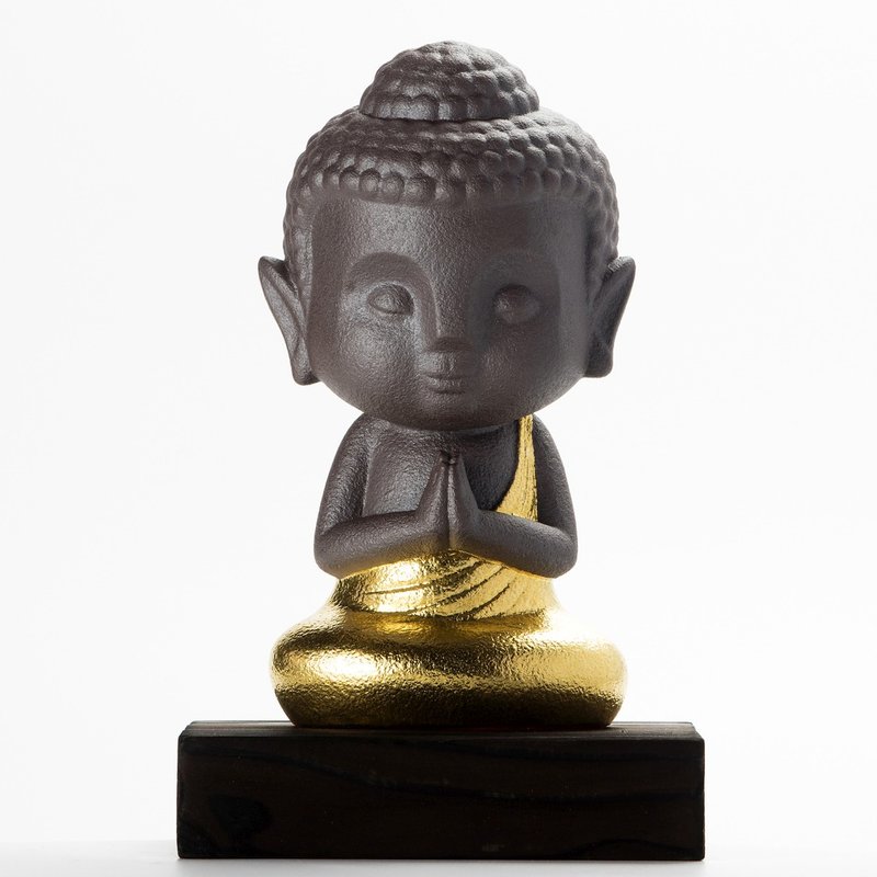 水天需雕塑佛像-谦逊小菩萨黄金版 - 玩偶/公仔 - 陶 金色