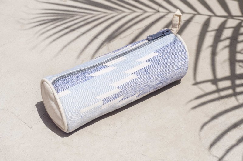 达卡织化妆包 民族风包 笔袋 餐具袋 手工帆布包 笔盒-蓝色海洋 - 铅笔盒/笔袋 - 棉．麻 蓝色