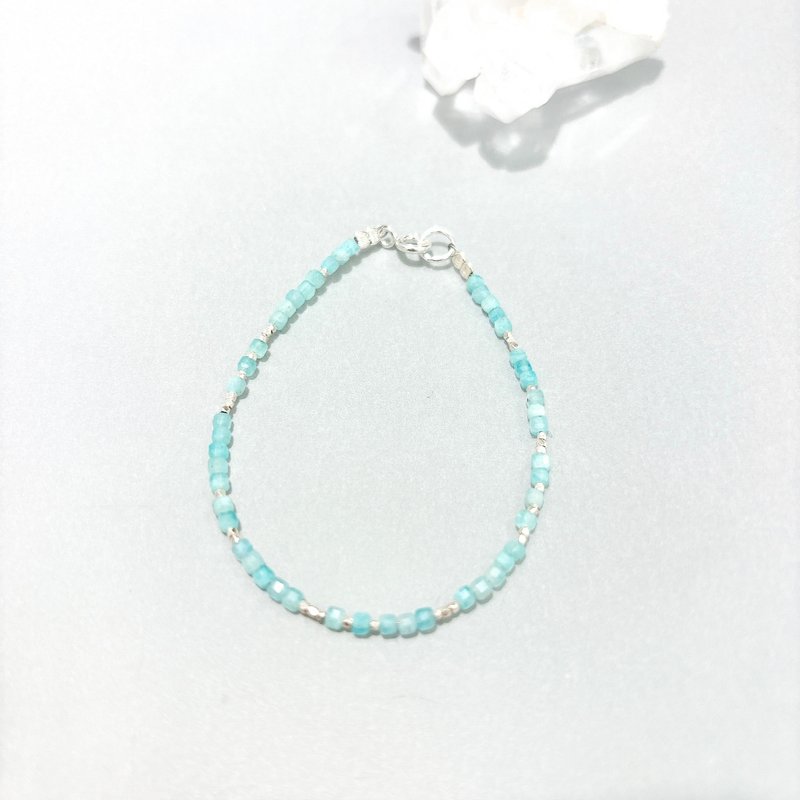 Ops Amazonite Silver Bracelet- 天河石/湖水蓝/纯银/方糖/手链 - 手链/手环 - 宝石 绿色
