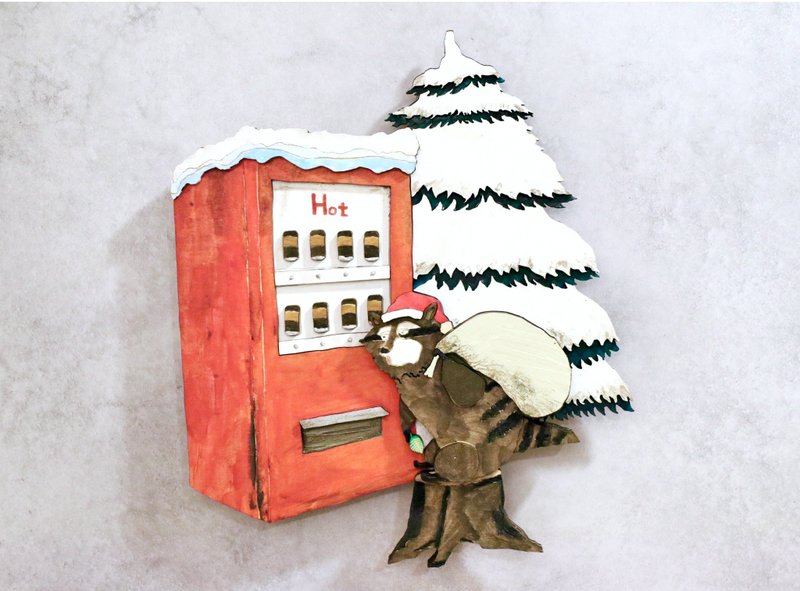 树叶的魔法与热咖啡 | 木制壁饰挂画 (墙面装饰) - 墙贴/壁贴 - 木头 红色