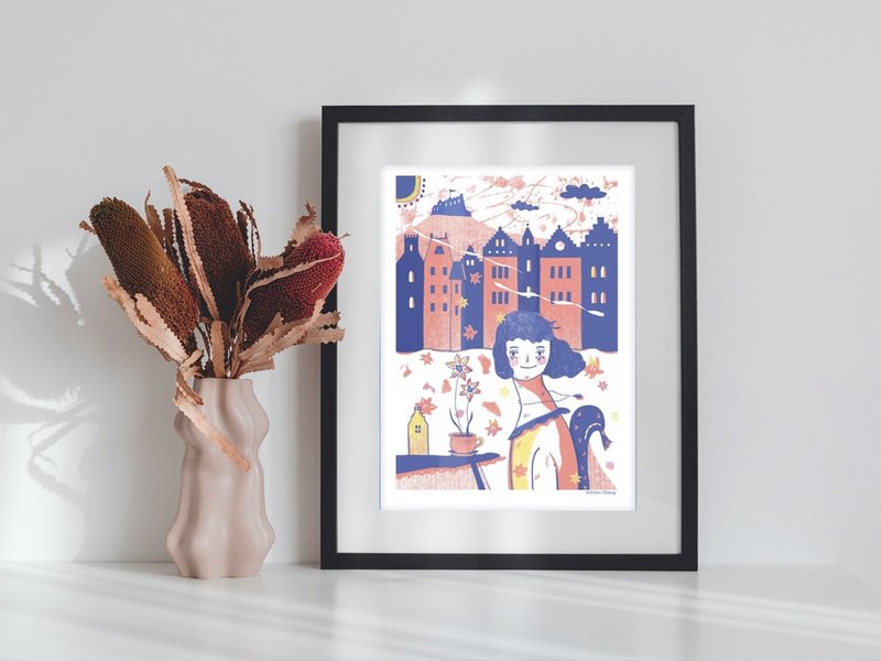 艹方作品 爱丁堡春天 A4大小 艺术复制画 画作居家布置民宿摆设装 - 海报/装饰画/版画 - 纸 粉红色