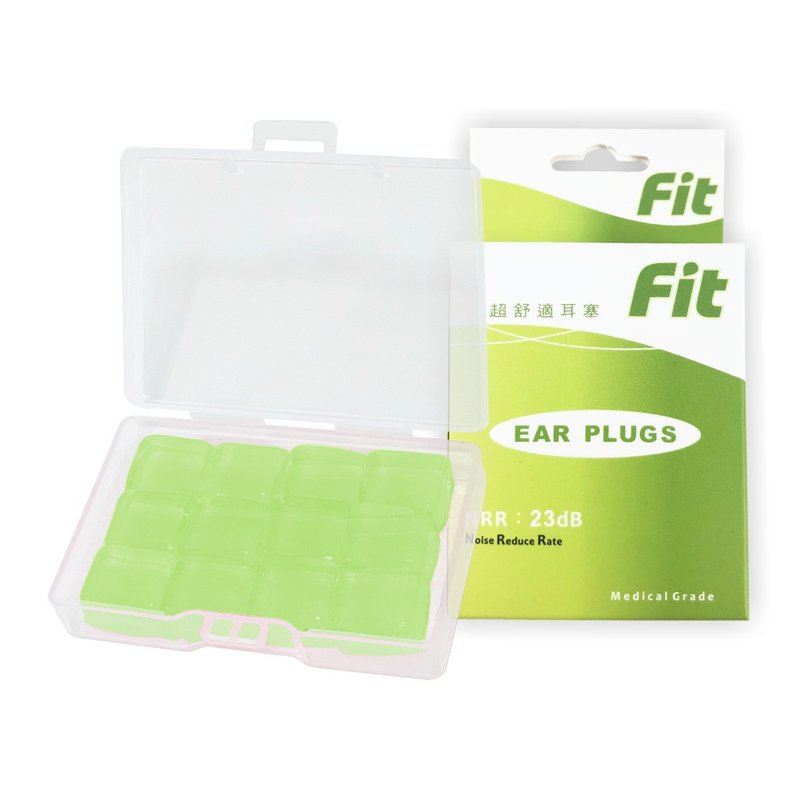 【FIT】硅胶耳塞-绿色12入 柔软可塑 隔音防噪 睡眠 -内付收纳盒 - 其他 - 硅胶 绿色