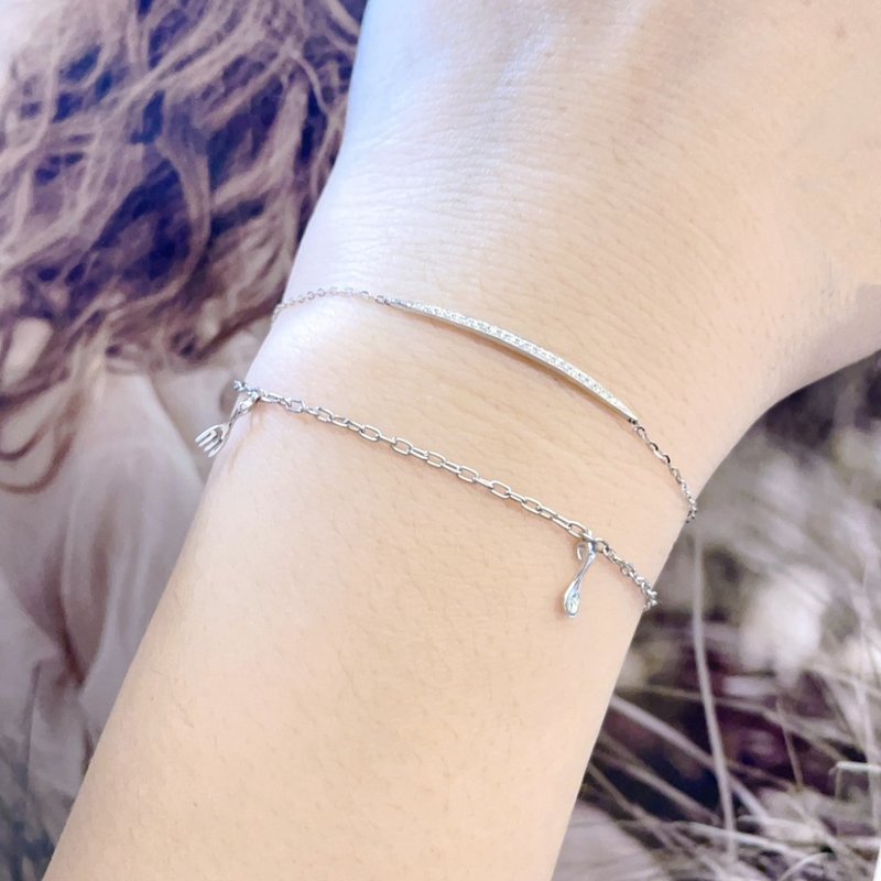 弥月汤匙钻石手链 - 手链/手环 - 贵金属 