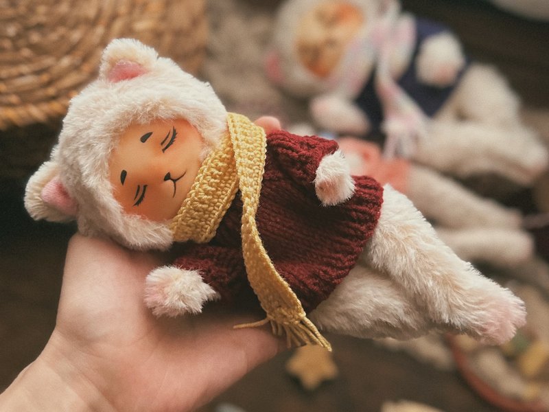 可爱舒适的手工可动睡眠娃娃 19厘米 内部可动 收藏玩具 - 玩偶/公仔 - 聚酯纤维 粉红色