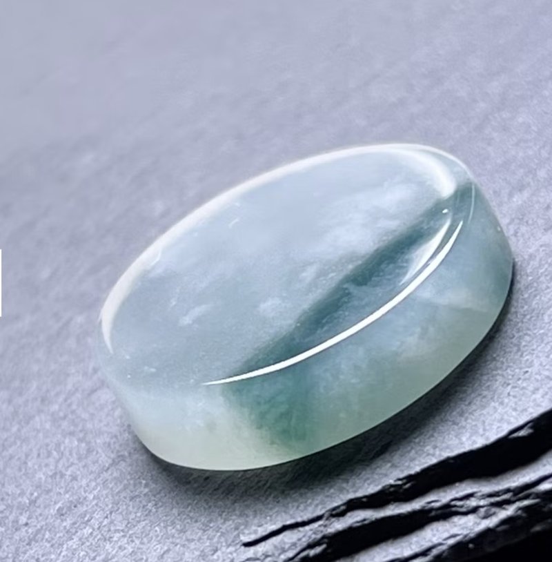 冰种飘蓝花翡翠平安无事圆牌 | 裸石 | 天然缅甸玉翡翠A货 |送礼 - 项链 - 玉石 多色