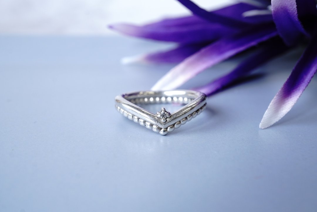 SV925 Slight Zirconia Bubble Ring 002 - 戒指 - 其他金属 银色