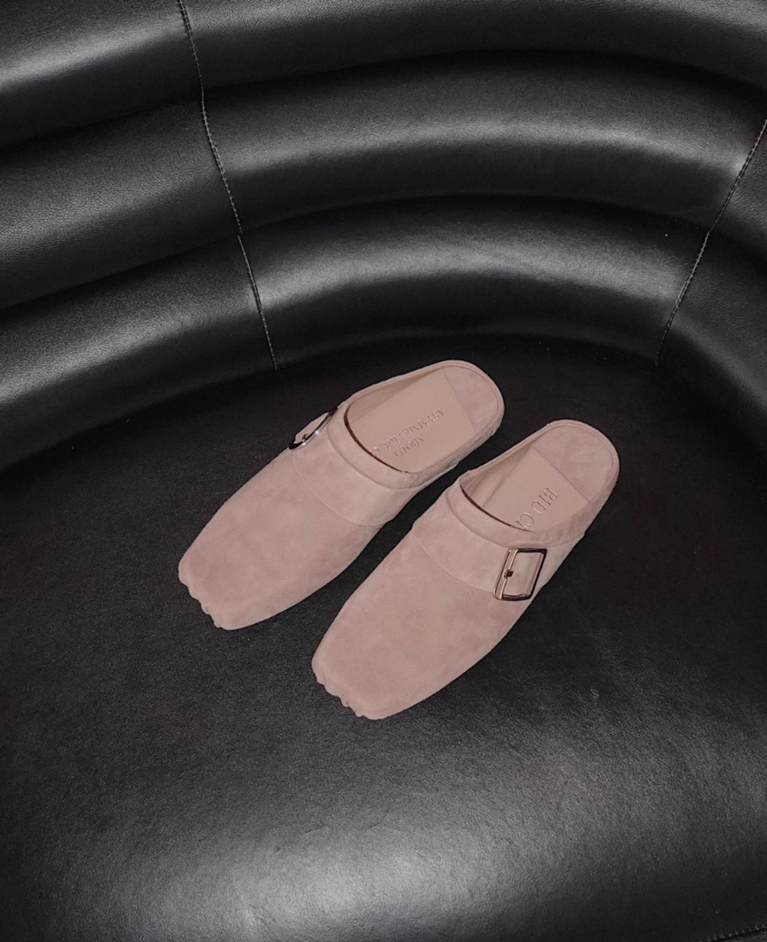 慵懒sofa 复古包头穆勒鞋 手工製 - 拖鞋 - 真皮 卡其色