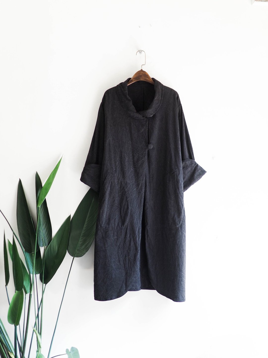 独立象灰大理石纹双面穿双扣 古董薄料风衣外套 dustcoat jacket - 女装休闲/机能外套 - 棉 灰色