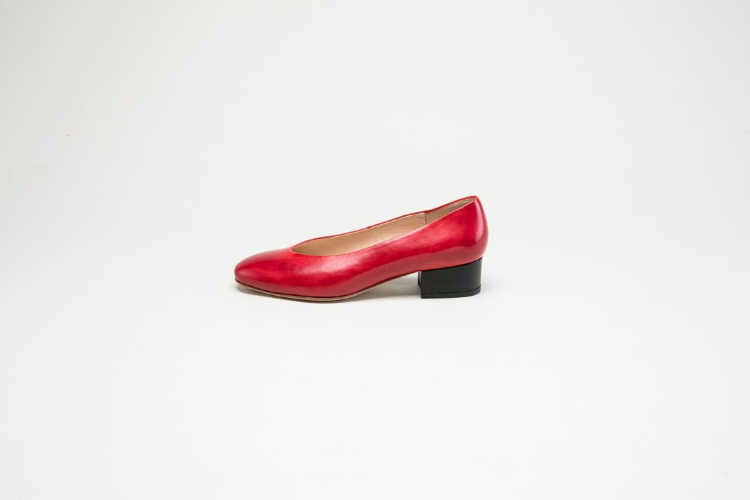 HTHREE 3.4圆头跟鞋 / 辣椒红 / Round Toe Heels - 其他女款皮鞋 - 真皮 红色