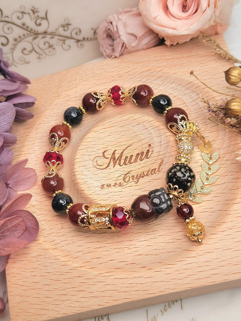 。Red Queen。k金包铜保色全方位功效红极光23貔貅招财避邪设计款 - 手链/手环 - 水晶 红色