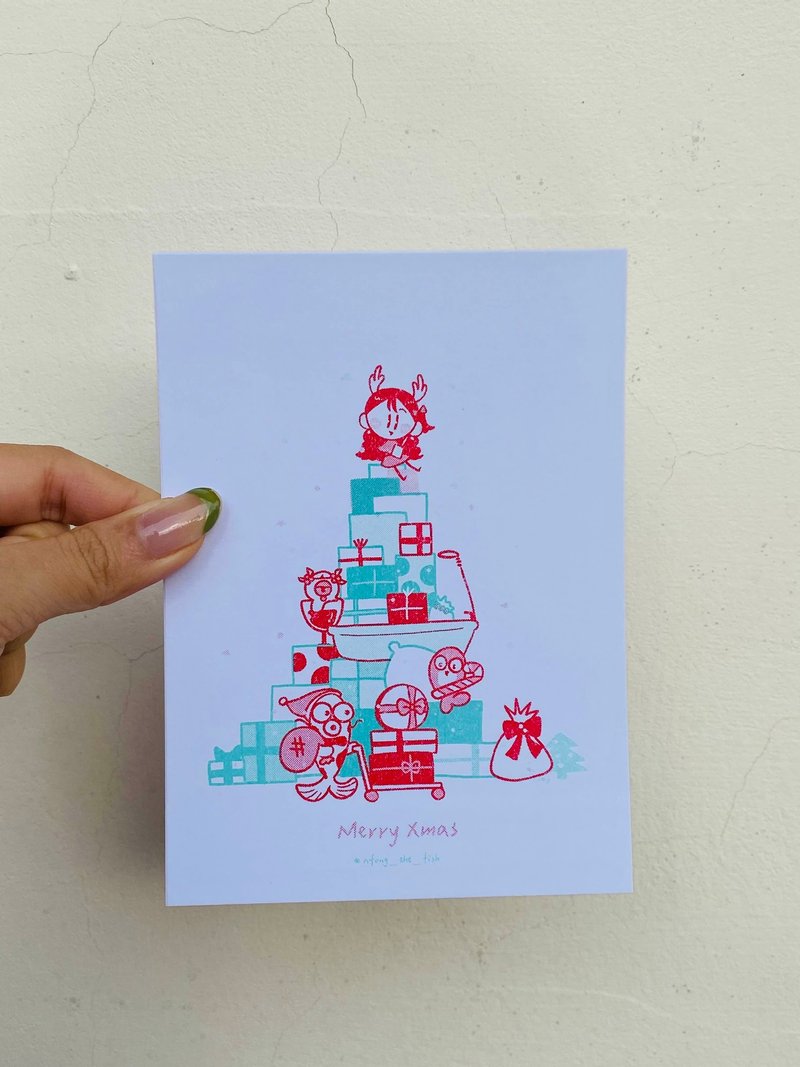 浴缸的圣诞节 明信片 谁的礼物快来取货 Riso版 - 卡片/明信片 - 纸 白色