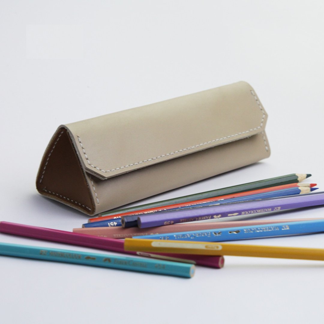 皮革diy材料包/完成品 铅笔盒 文具盒 笔袋 文具收纳盒 免费刻字 - 皮件 - 真皮 