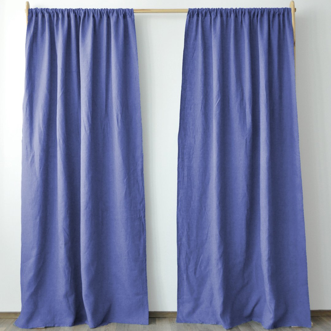 Violet regular and blackout linen curtains / Custom curtains / 2 panels - 门帘/门牌 - 亚麻 紫色