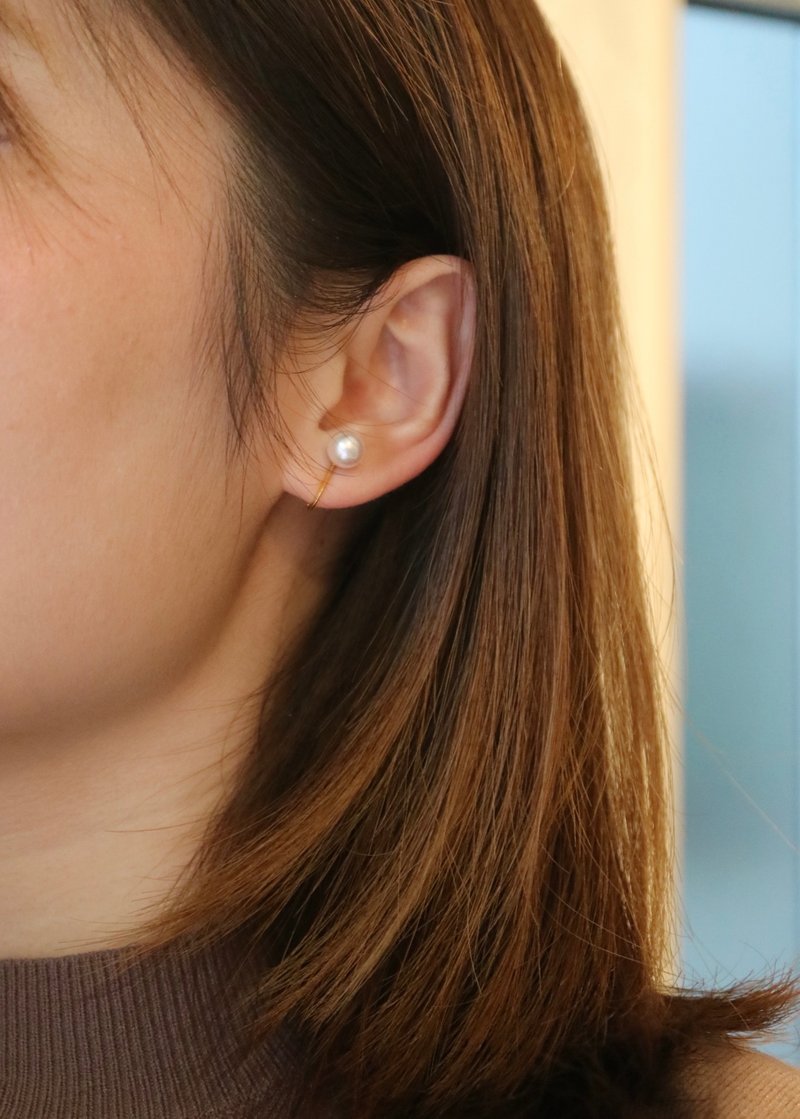 无耳洞耳夹 无痛夹式耳环 日本akoya珍珠 天然珍珠 925银 18K黄金 - 耳环/耳夹 - 珍珠 白色