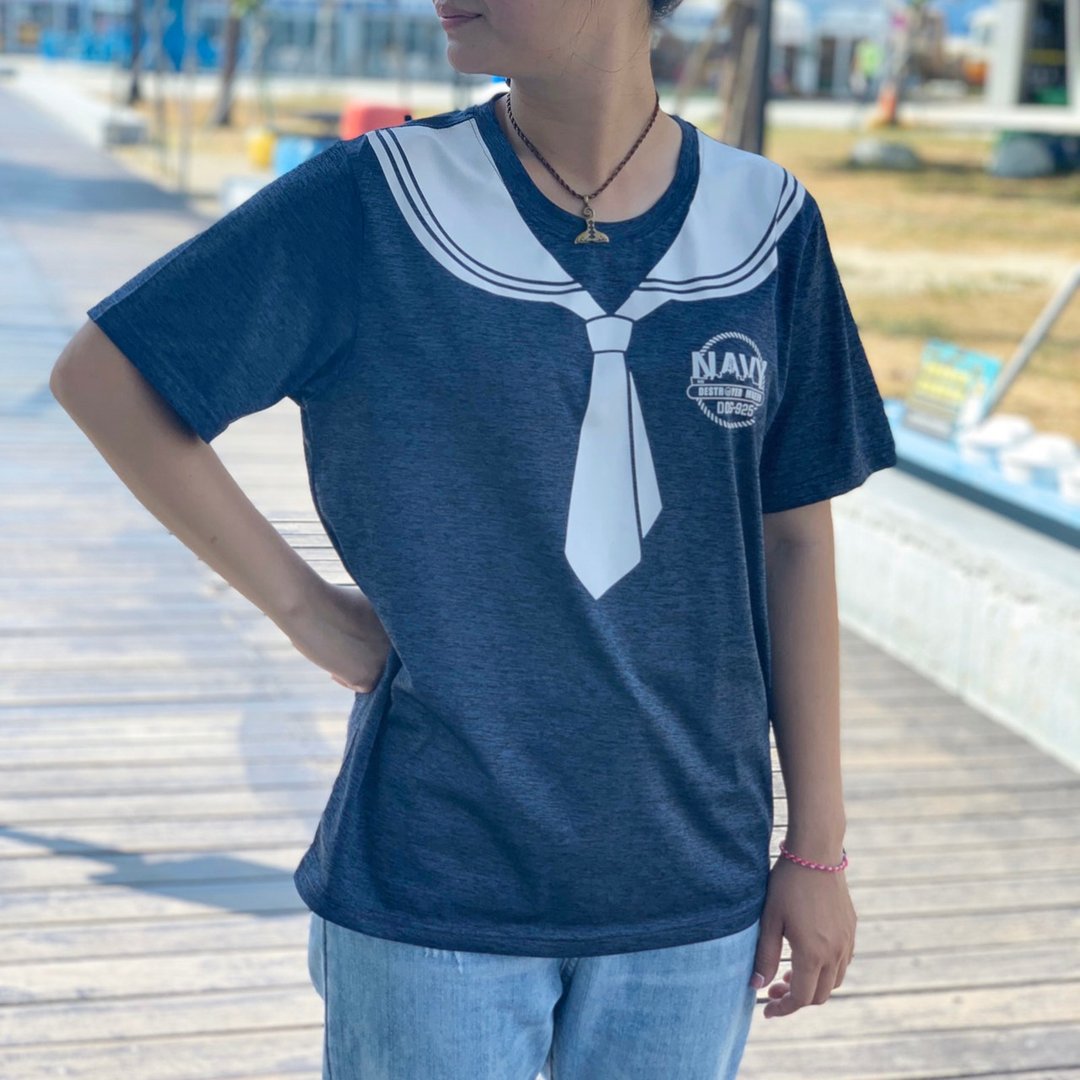 【德阳军舰】独家水手服印花衣 #男女适穿 - 女装 T 恤 - 聚酯纤维 蓝色