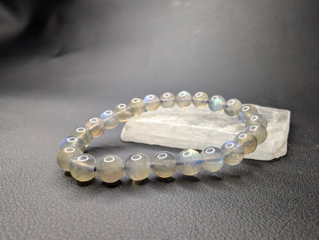 彩光 拉长石 灰月光石 7.5mm 手串 手链 天然水晶 水晶手链 - 手链/手环 - 水晶 
