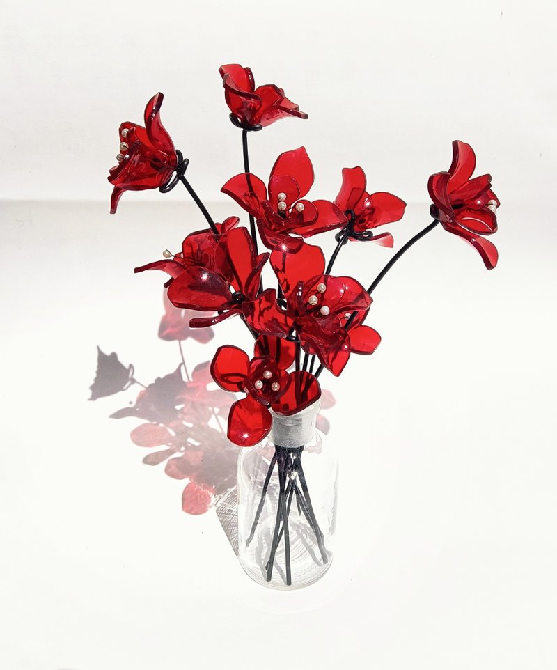 手烧花 艳红/雾蓝 - 其他 - 压克力 红色