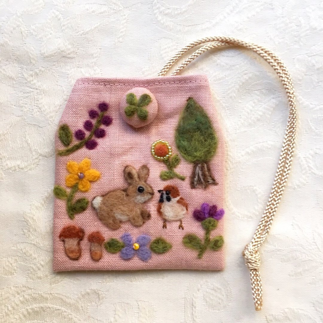 amulet bag of rabbit and sparrow - 其他 - 棉 粉红色