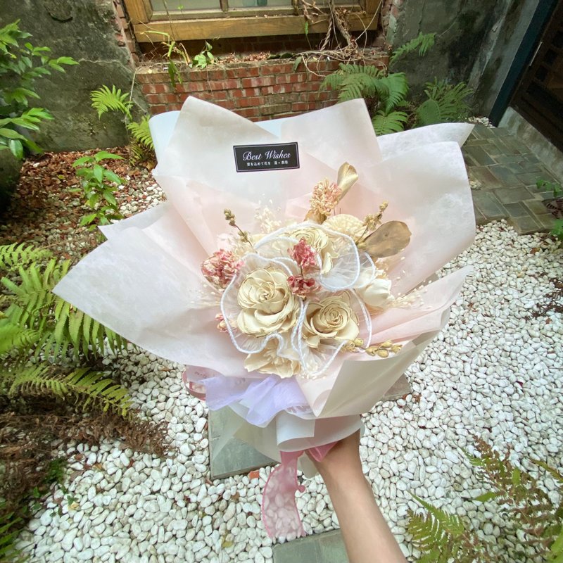 漫森态 玫瑰花花束 Chic 不凋花花束 情人节 - 干燥花/捧花 - 植物．花 白色