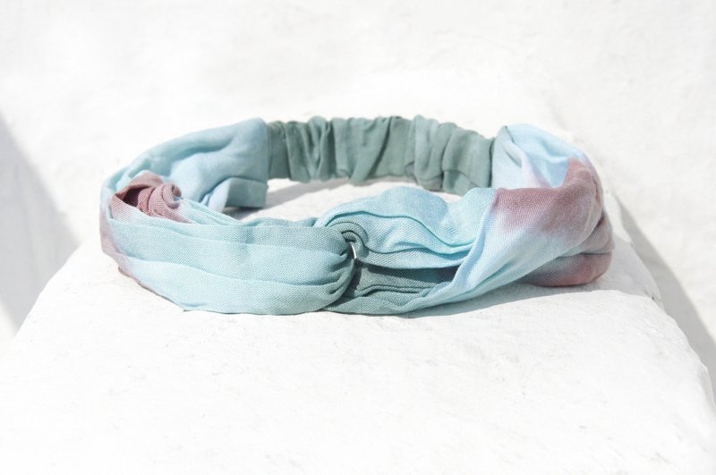 圣诞礼物 圣诞市集 交换礼物 限量一件 手工发带 / 法式发带 / 双结发带 / 松紧发带 / 手工棉发带 / 渐层发带 - 蓝紫色 渐层彩虹 - 发饰 - 棉．麻 多色